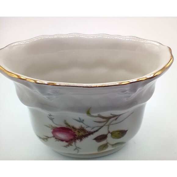 Winterling Germany Cigarette Holder Vanity Dish Gold Trim Rosebud Porcelain - Picture 4 of 15